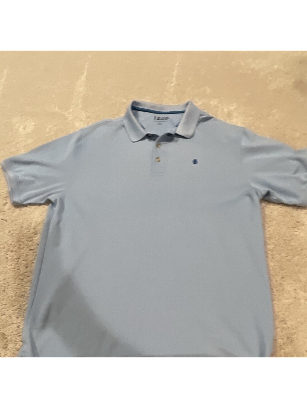 IZOD The Advantage Polo Men's XLT Blue Solid Short Sleeve Collared Logo Button